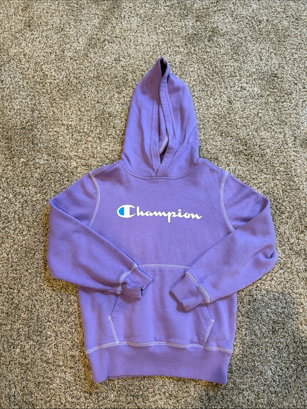 Girls Champion Lavender Pullover Hoodie with White Logo